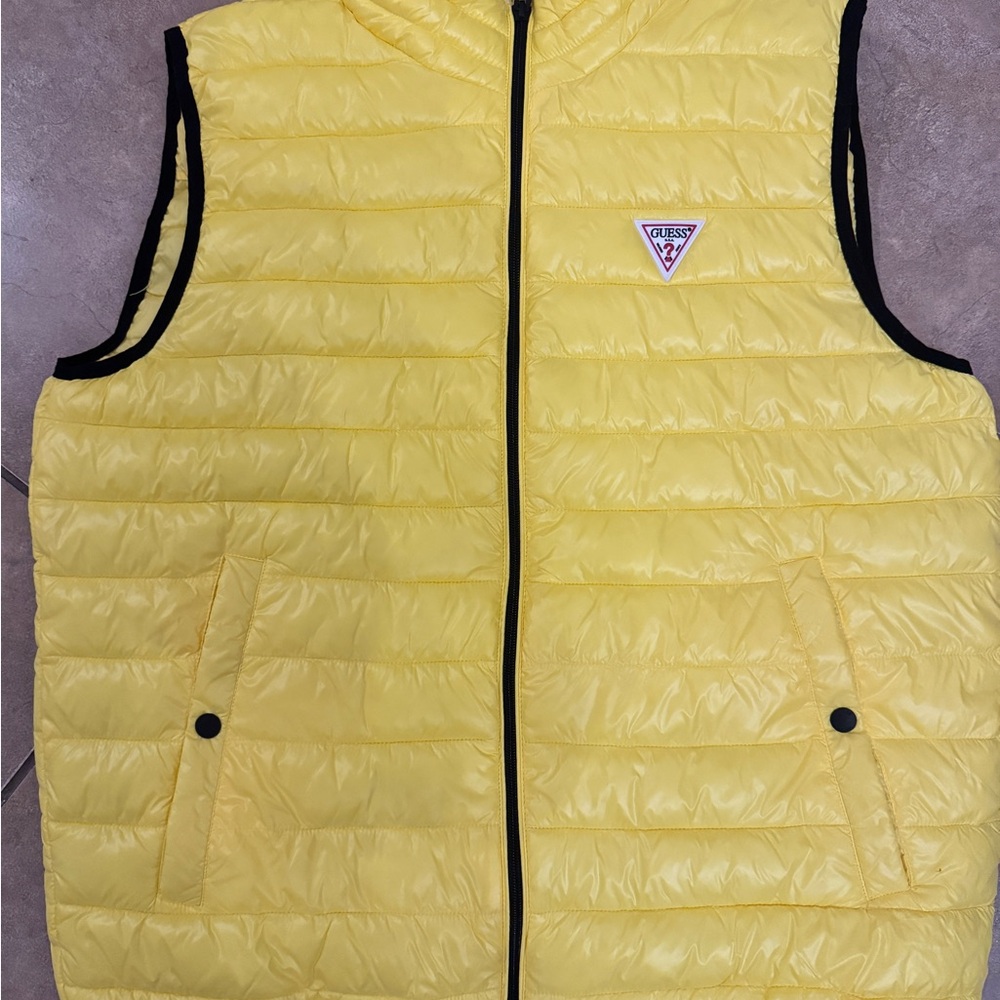 Guess Men's Bright Yellow Quilted Vest